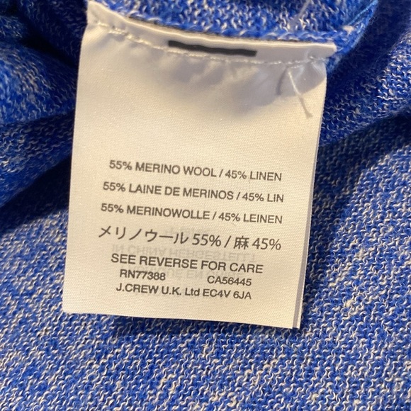 J Crew Linen Merino Wool Blend Double V Neck L/S Lightweight Sweater Blue XS - Picture 6 of 8